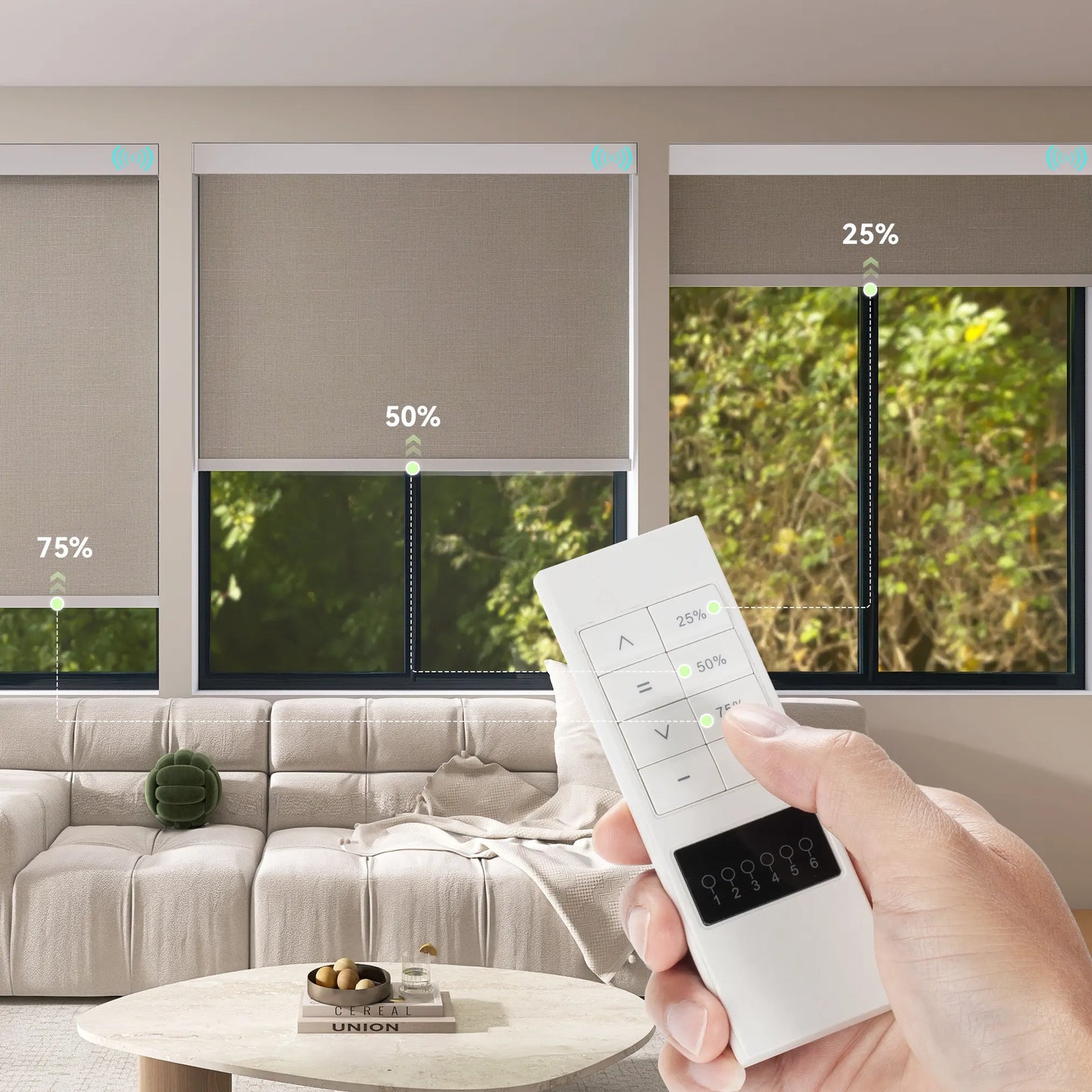 ANJIAR 6-Channel QuickSet Remote for Roller & Zebra Shades