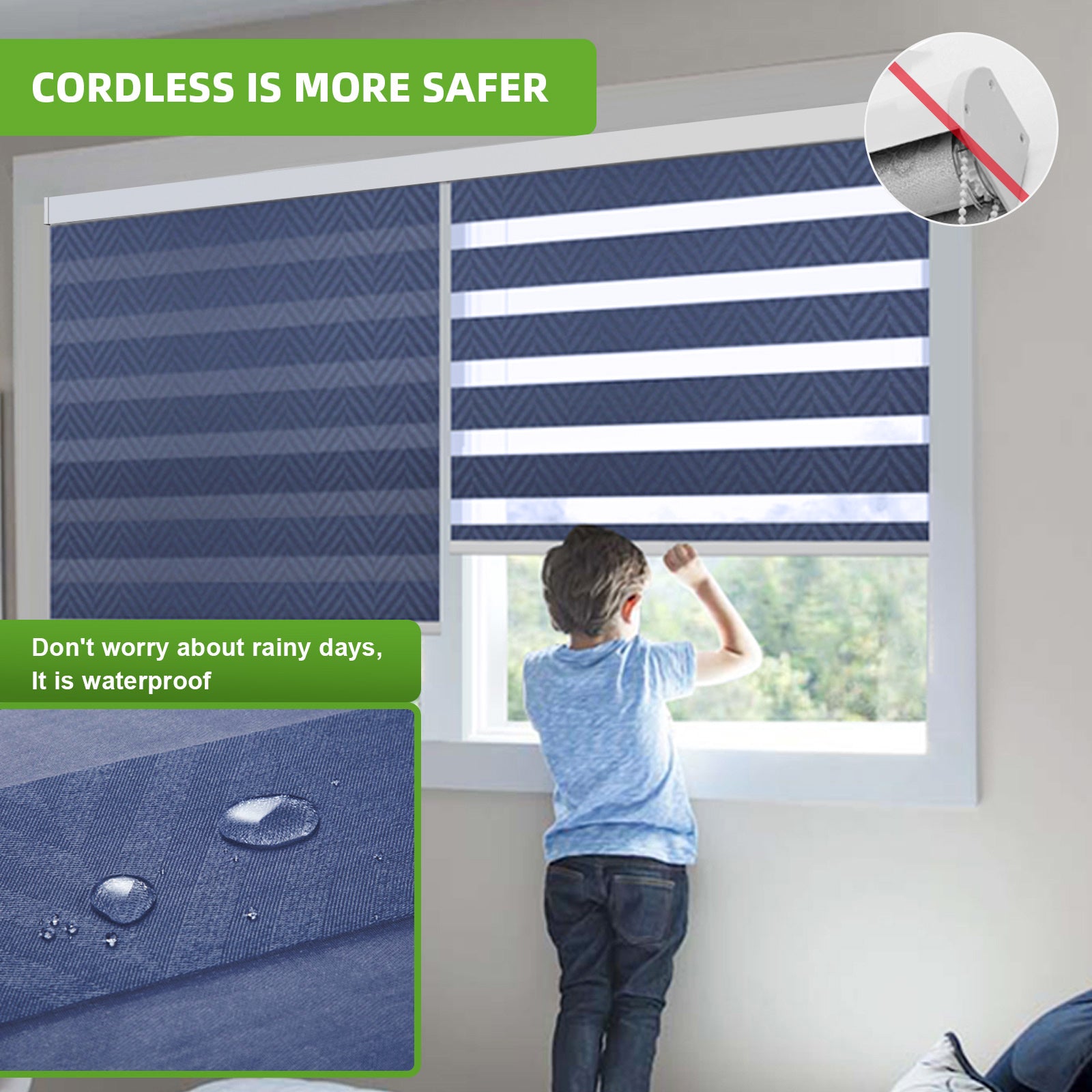 ANJIAR  Cordless Zebra Shades - 70% Blackout