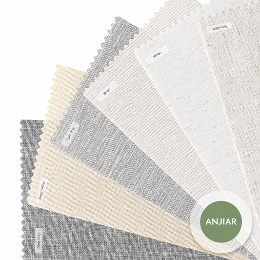 ANJIAR 65% blackout linen-blend roller shade fabric samples