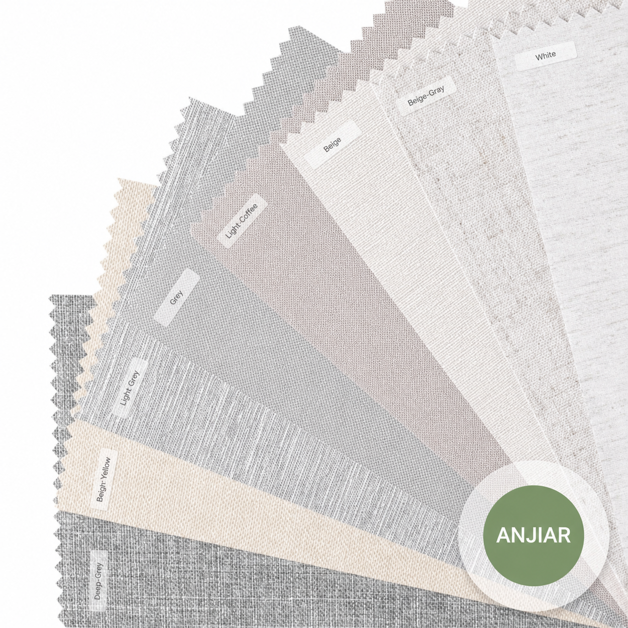 ANJIAR 100% blackout linen-blend roller shade fabric samples