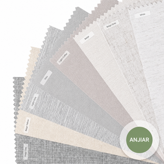 ANJIAR 100% blackout linen-blend roller shade fabric samples