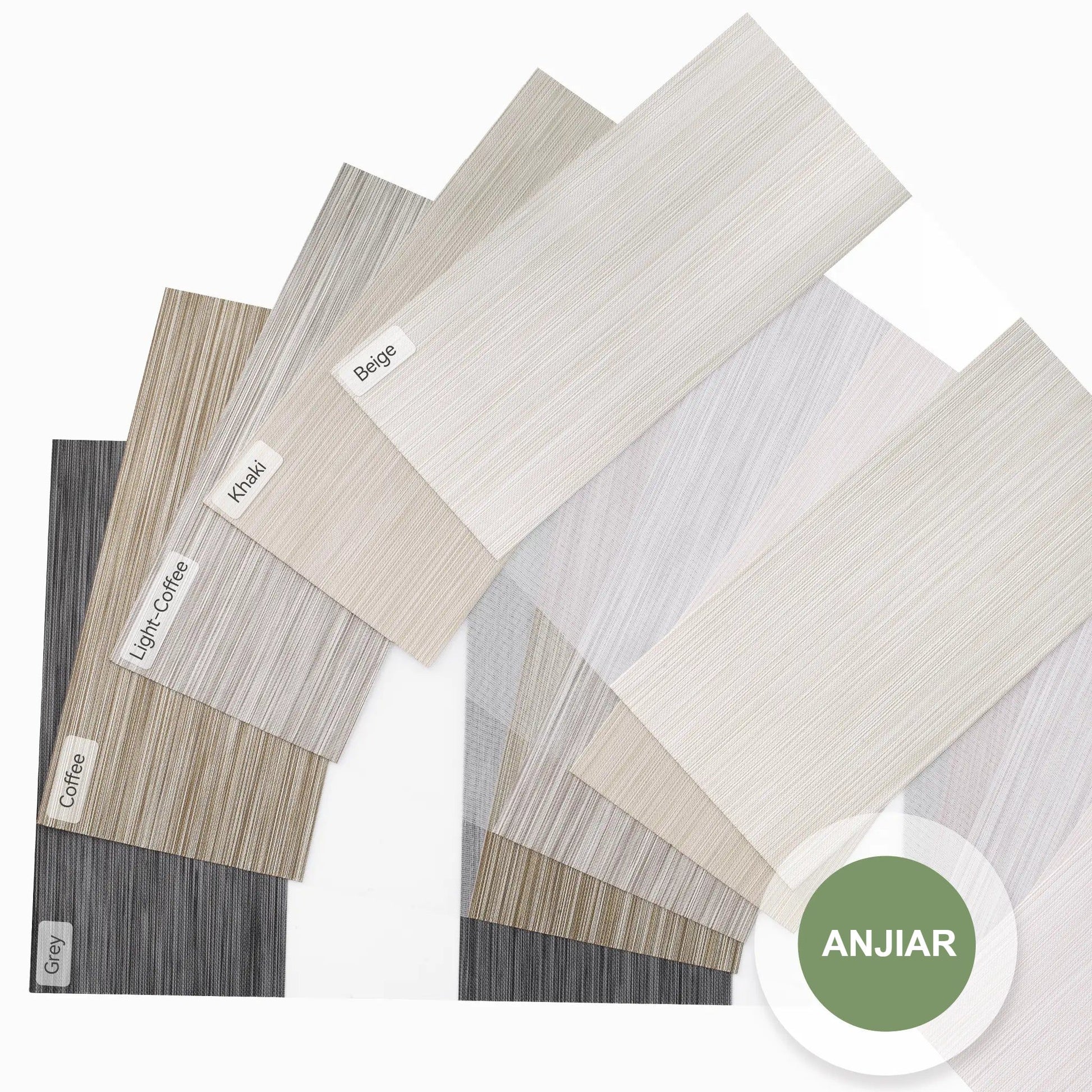 ANJIAR 70% Blackout Fine Linen Texture zebra shade fabric swatches – 83039