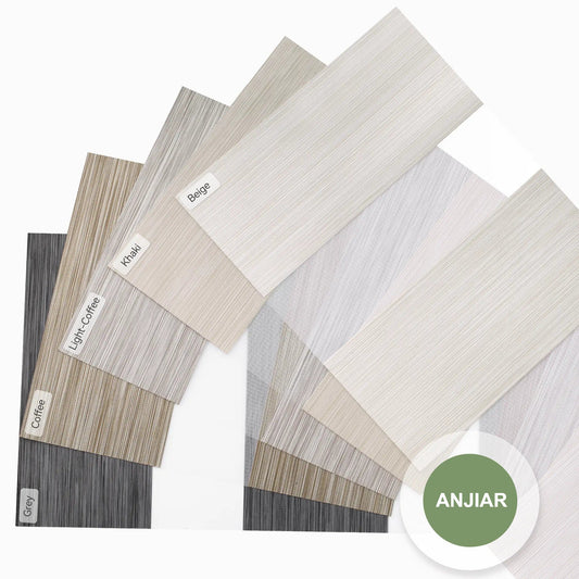 ANJIAR 70% Blackout Fine Linen Texture zebra shade fabric swatches – 83039