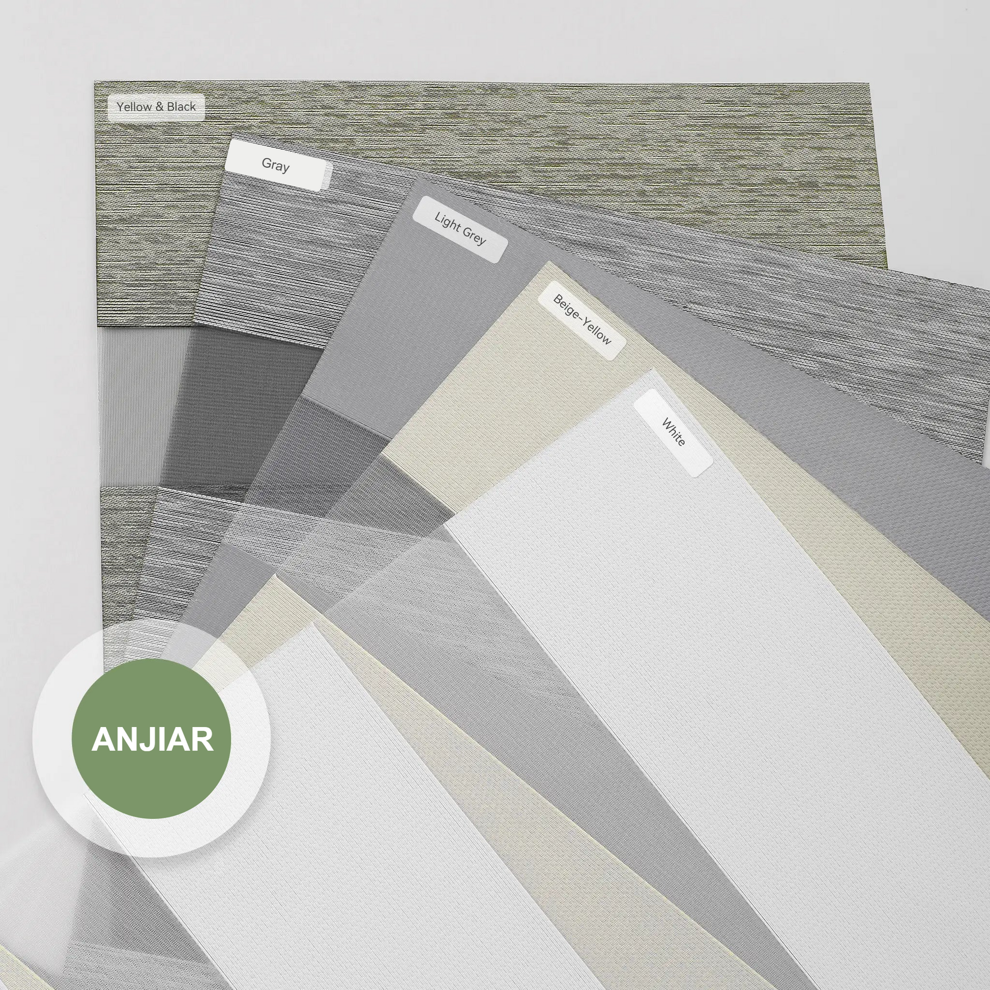 ANJIAR zebra shade fabric sample 83046 in yellow-black, gray, light gray, beige-yellow and white