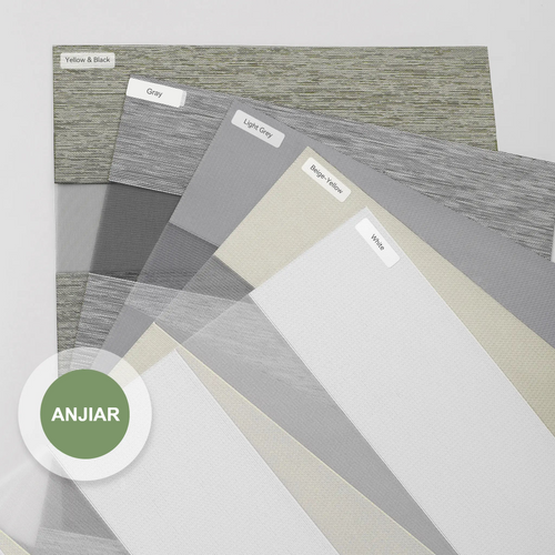 ANJIAR zebra shade fabric sample 83046 in yellow-black, gray, light gray, beige-yellow and white