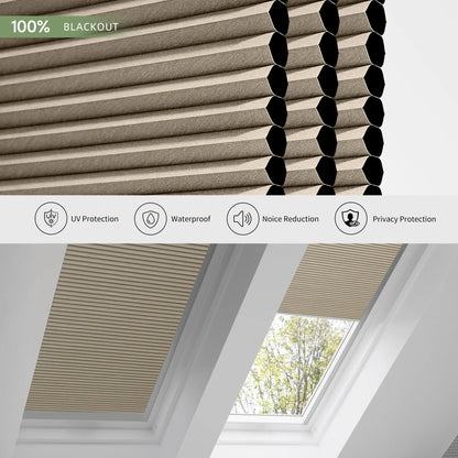 ANJIAR 100% blackout skylight cellular shade fabric close-up - ANJIAR 100% blackout skylight cellular shade fabric close-up - Coffee