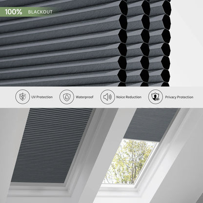 ANJIAR 100% blackout skylight cellular shade fabric close-up - ANJIAR 100% blackout skylight cellular shade fabric close-up - Deep Grey