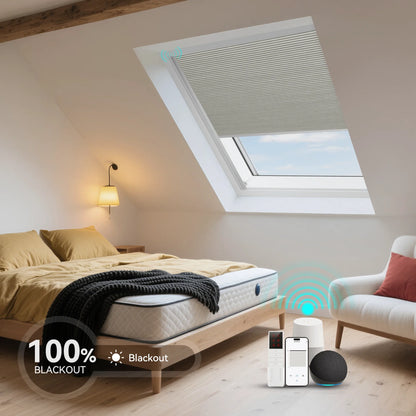 ANJIAR motorized 100% blackout skylight cellular shade - ANJIAR motorized 100% blackout skylight cellular shade - Light Coffee