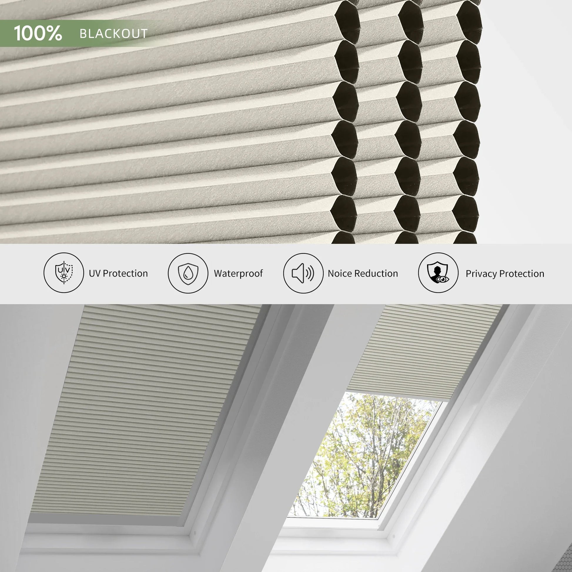 ANJIAR 100% blackout skylight cellular shade fabric close-up - ANJIAR 100% blackout skylight cellular shade fabric close-up - Light Coffee