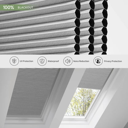 ANJIAR 100% blackout skylight cellular shade fabric close-up - ANJIAR 100% blackout skylight cellular shade fabric close-up - Light Grey