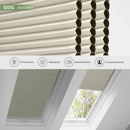 ANJIAR 100% blackout skylight cellular shade fabric close-up - ANJIAR 100% blackout skylight cellular shade fabric close-up - Light Khaki
