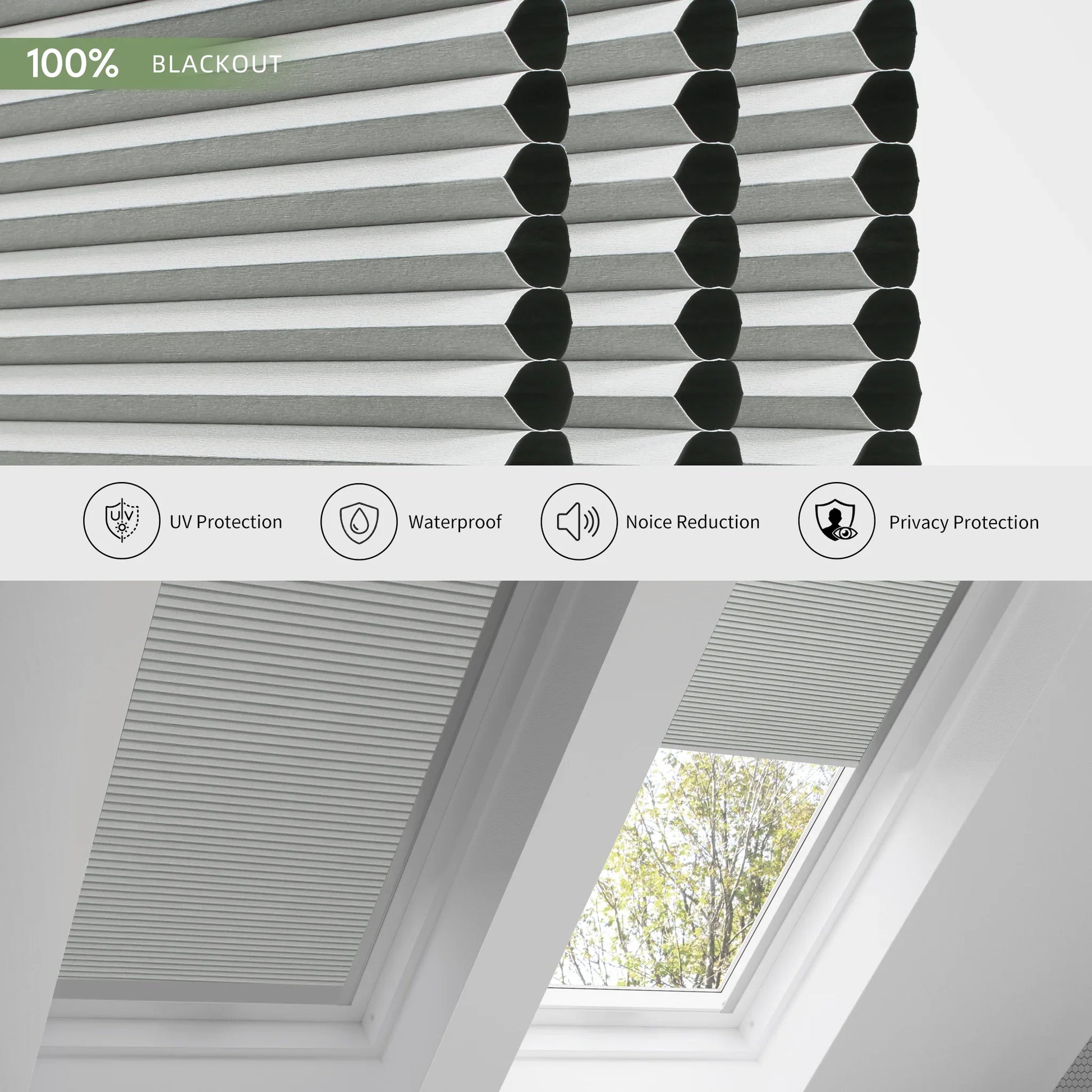 ANJIAR 100% blackout skylight cellular shade fabric close-up - ANJIAR 100% blackout skylight cellular shade fabric close-up - Light Slate Grey