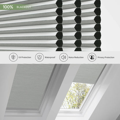 ANJIAR 100% blackout skylight cellular shade fabric close-up - ANJIAR 100% blackout skylight cellular shade fabric close-up - Light Slate Grey