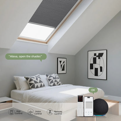ANJIAR motorized blackout skylight shades with remote, app, and voice control