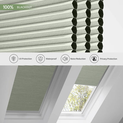 ANJIAR 100% blackout skylight cellular shade fabric close-up - ANJIAR 100% blackout skylight cellular shade fabric close-up - Sage Green