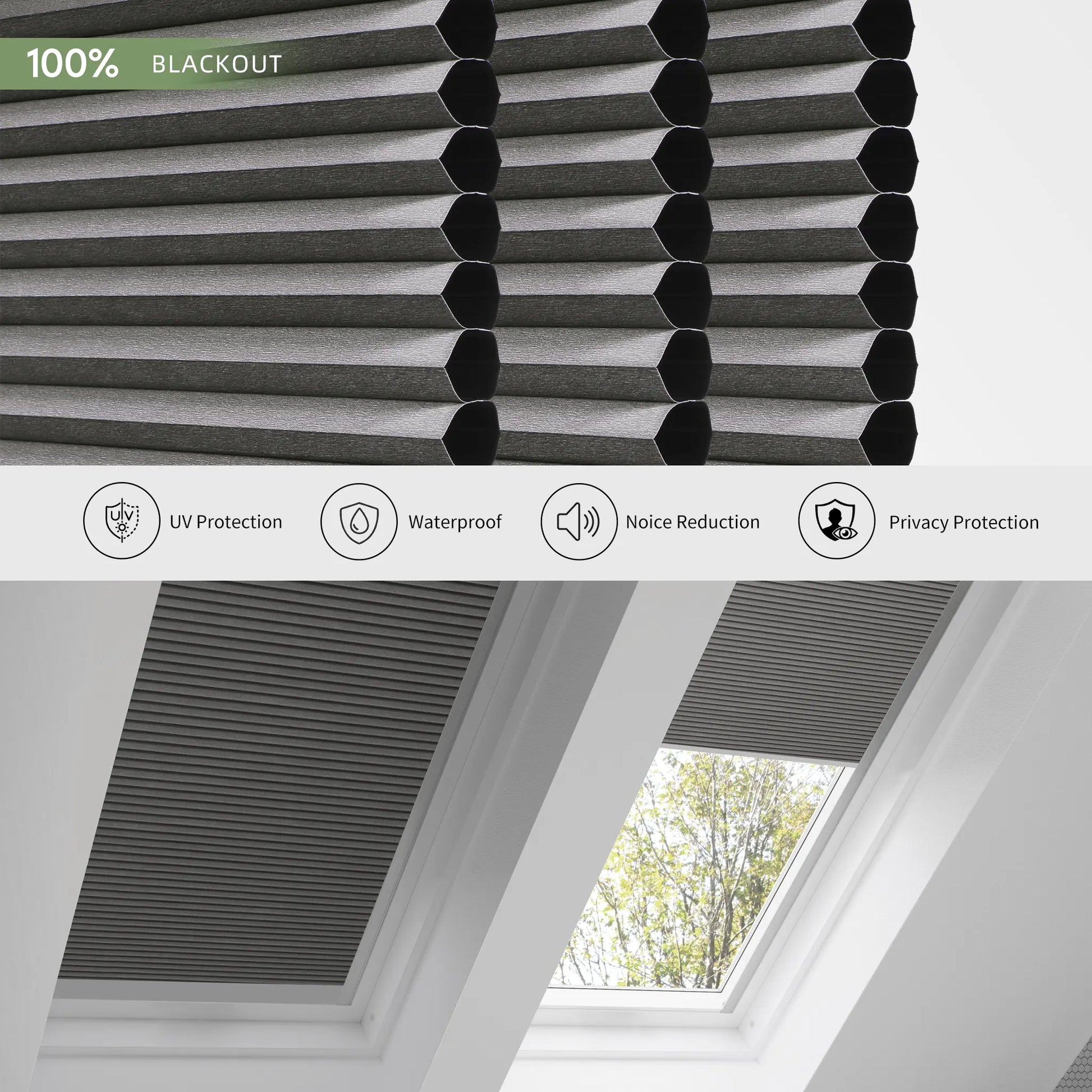 ANJIAR 100% blackout skylight cellular shade fabric close-up - ANJIAR 100% blackout skylight cellular shade fabric close-up - Slate Grey