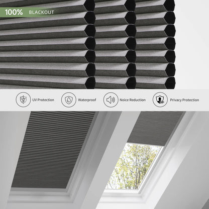 ANJIAR 100% blackout skylight cellular shade fabric close-up - ANJIAR 100% blackout skylight cellular shade fabric close-up - Slate Grey