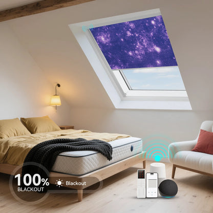ANJIAR motorized 100% blackout skylight cellular shade - ANJIAR motorized 100% blackout skylight cellular shade - Starry Sky