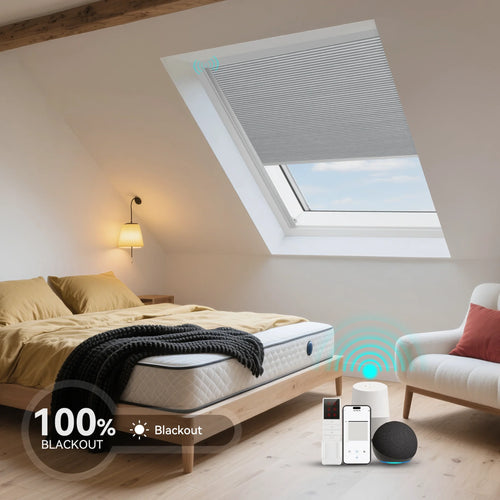 ANJIAR motorized 100% blackout skylight cellular shade - ANJIAR motorized 100% blackout skylight cellular shade - White