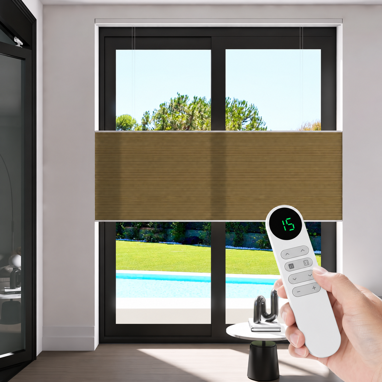 ANJIAR new 15-channel remote controlling a motorized cellular shade